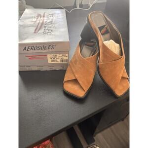 Aerosoles Stacked Deck Nubuck Heeled Mule 7 M